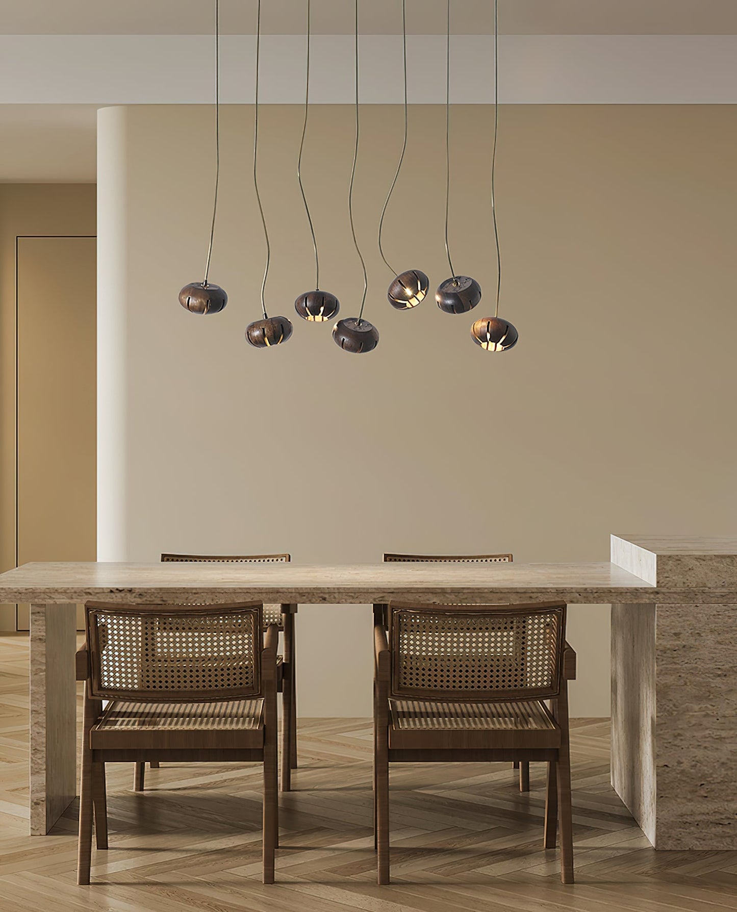 Wood Pumpkin Cluster Chandelier - YIOSI