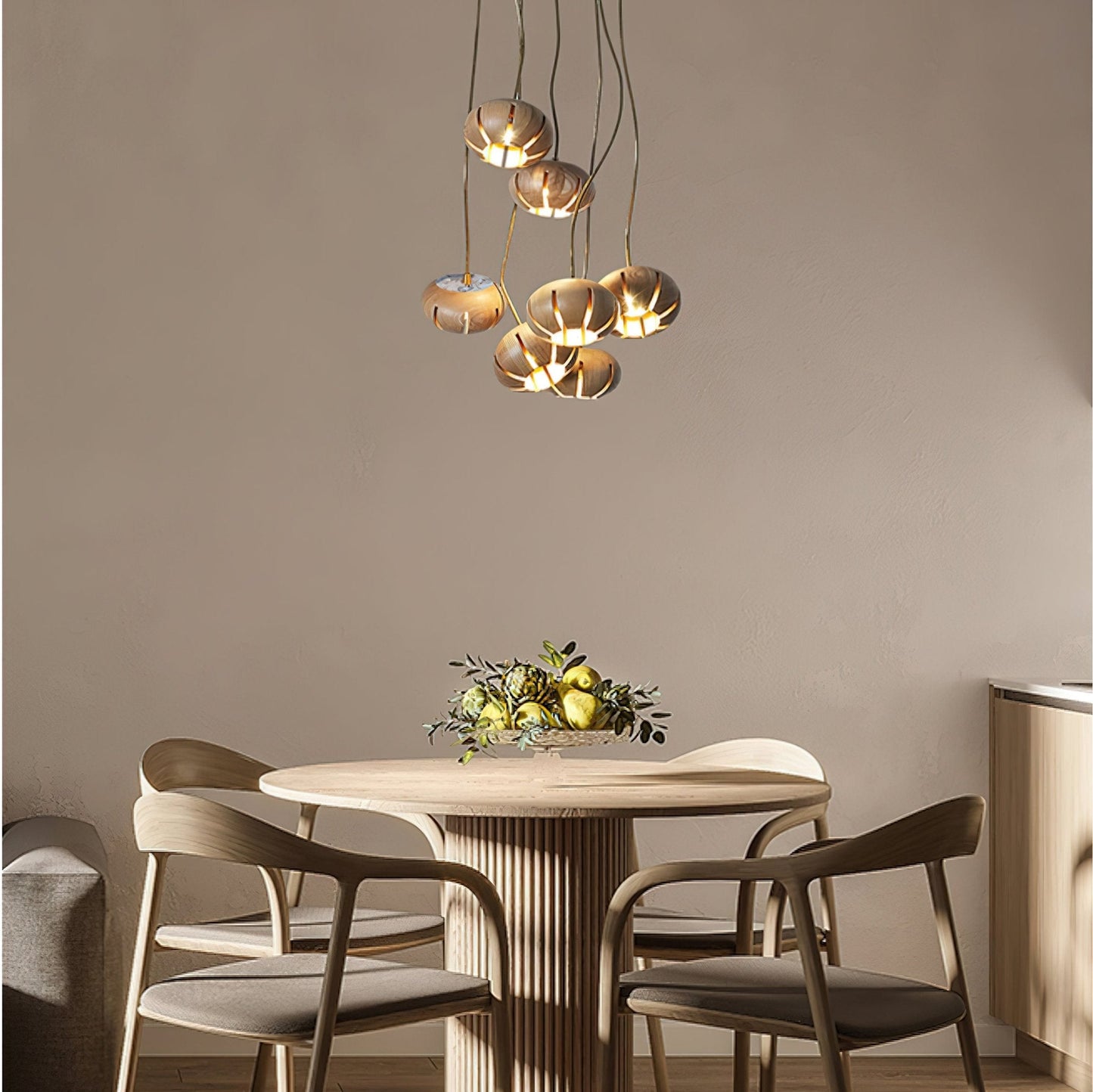 Wood Pumpkin Cluster Chandelier - YIOSI