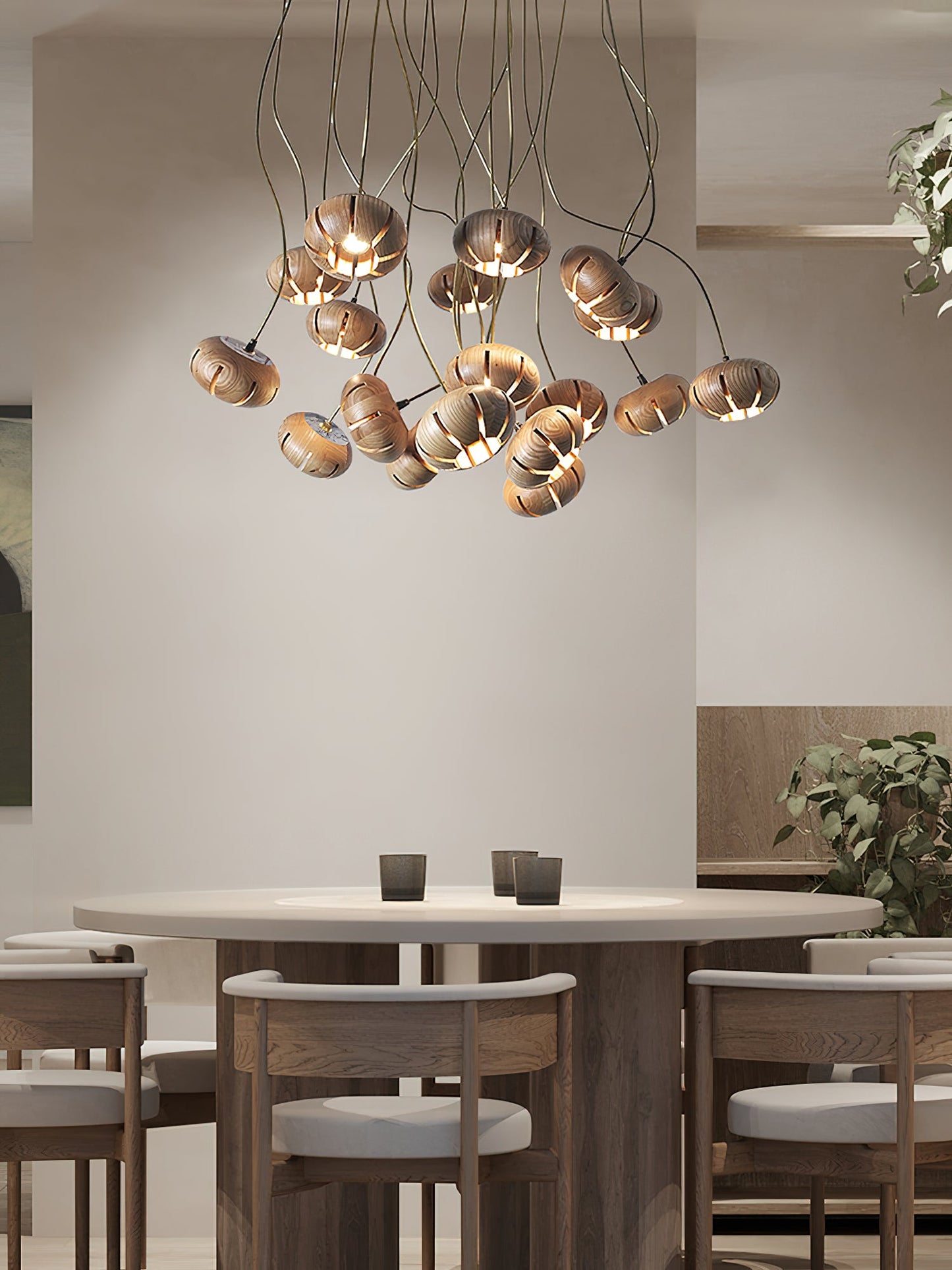 Wood Pumpkin Cluster Chandelier - YIOSI