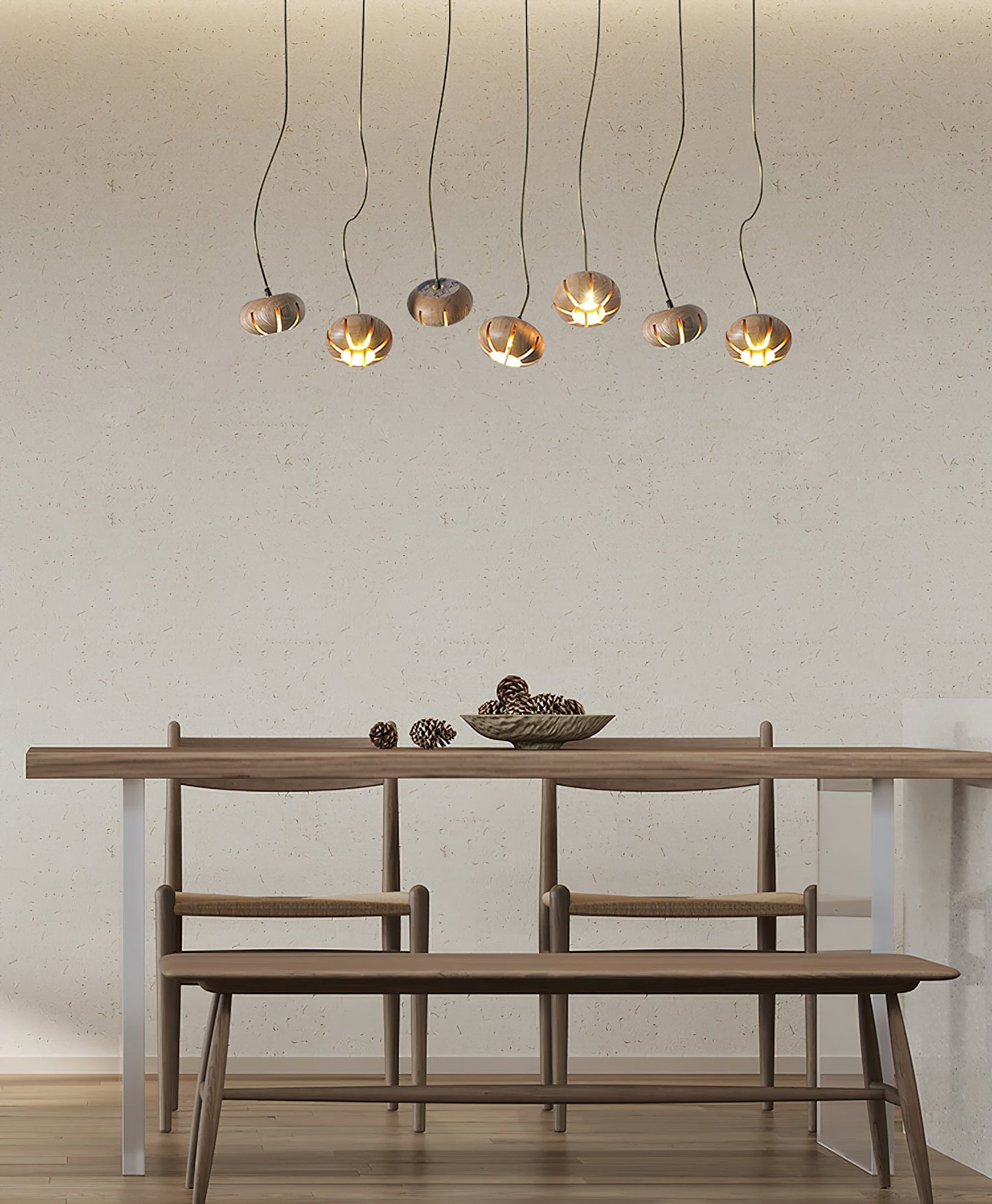 Wood Pumpkin Cluster Chandelier - YIOSI