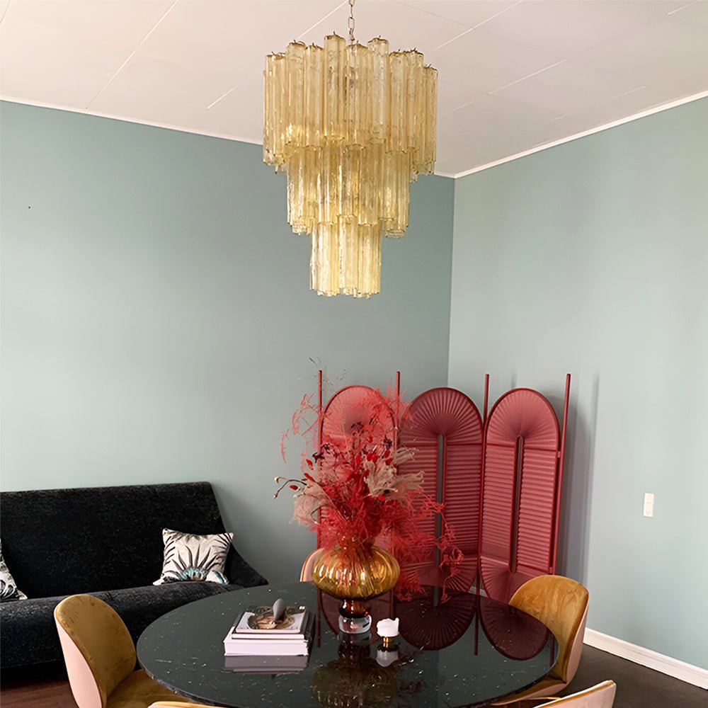 Yellow Murano Glass Tube Chandelier - YIOSI