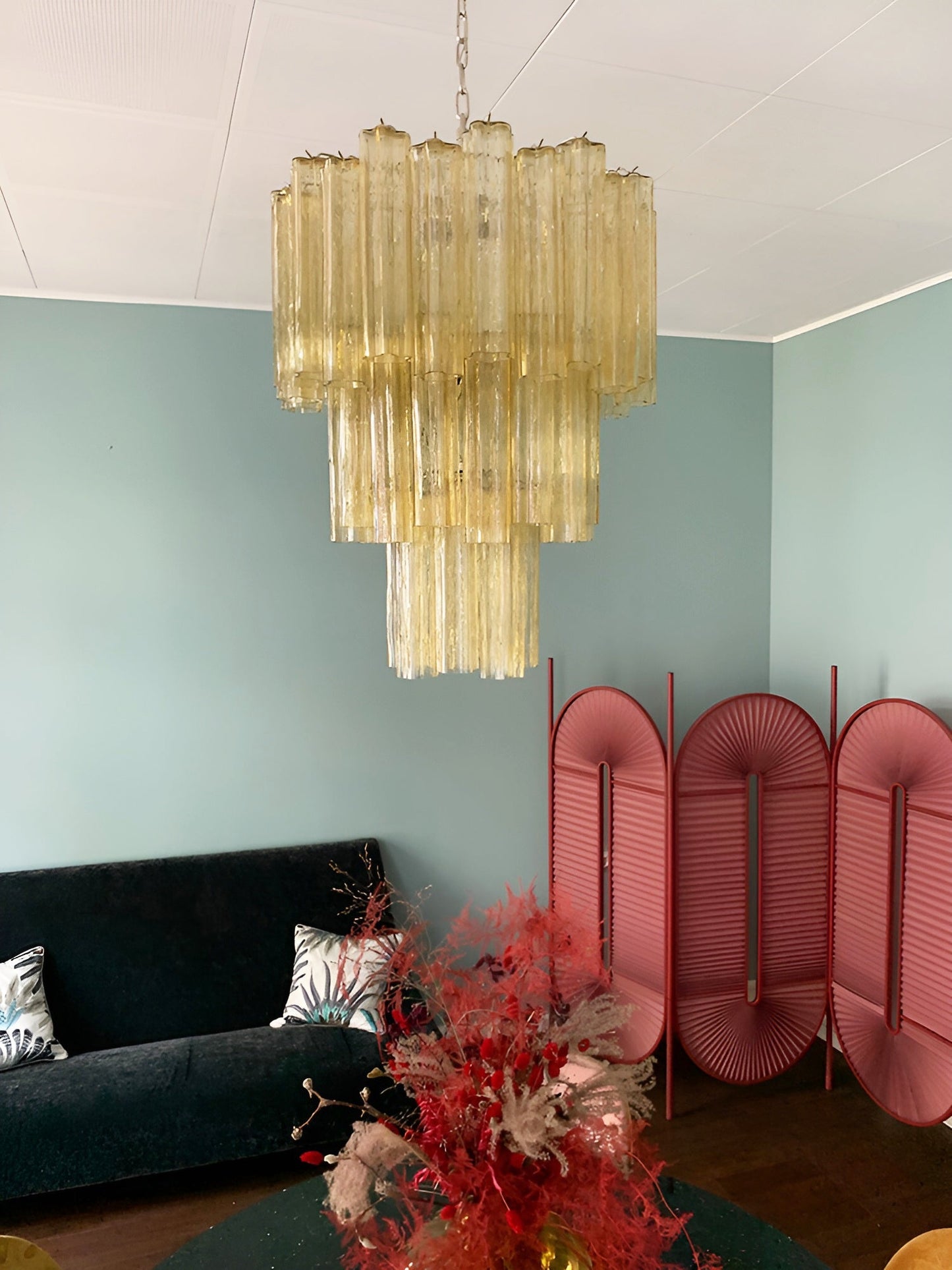 Yellow Murano Glass Tube Chandelier - YIOSI