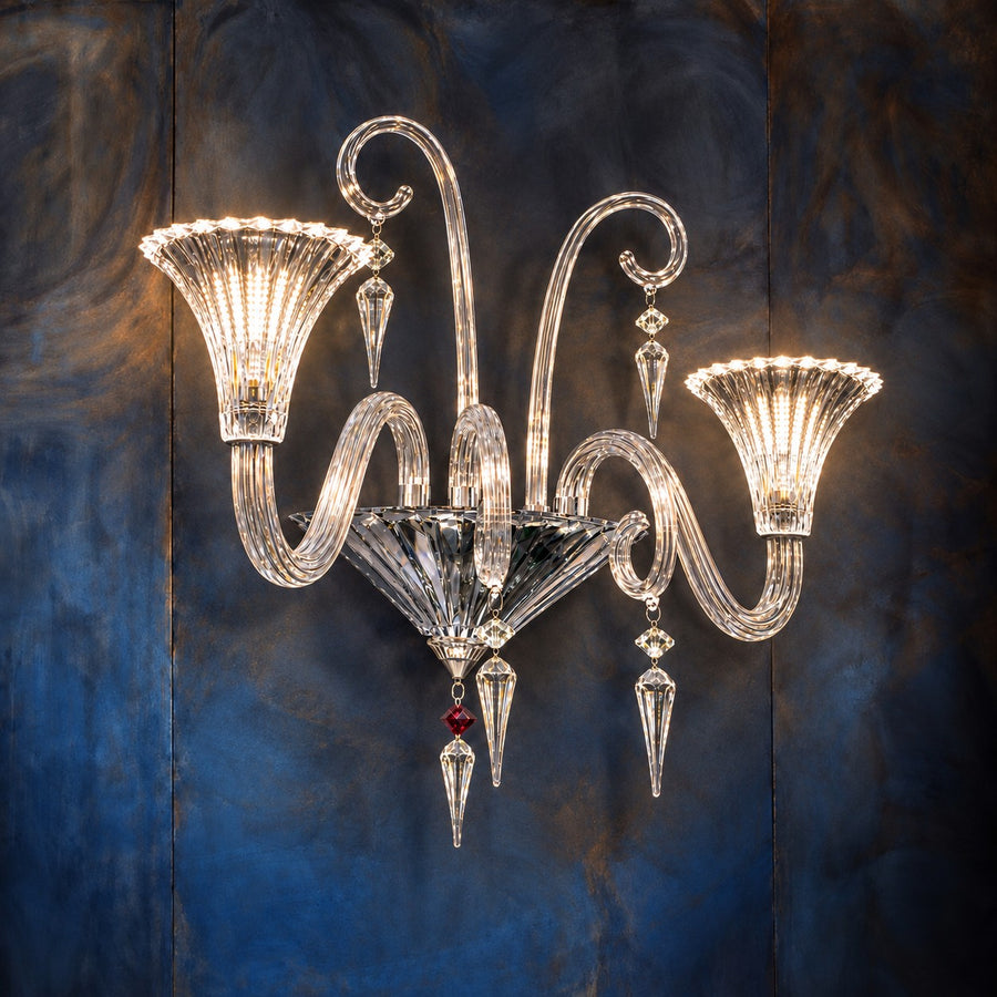 Darelle Clear Scrolled Glass 2-Light Wall Sconce 33.1"
