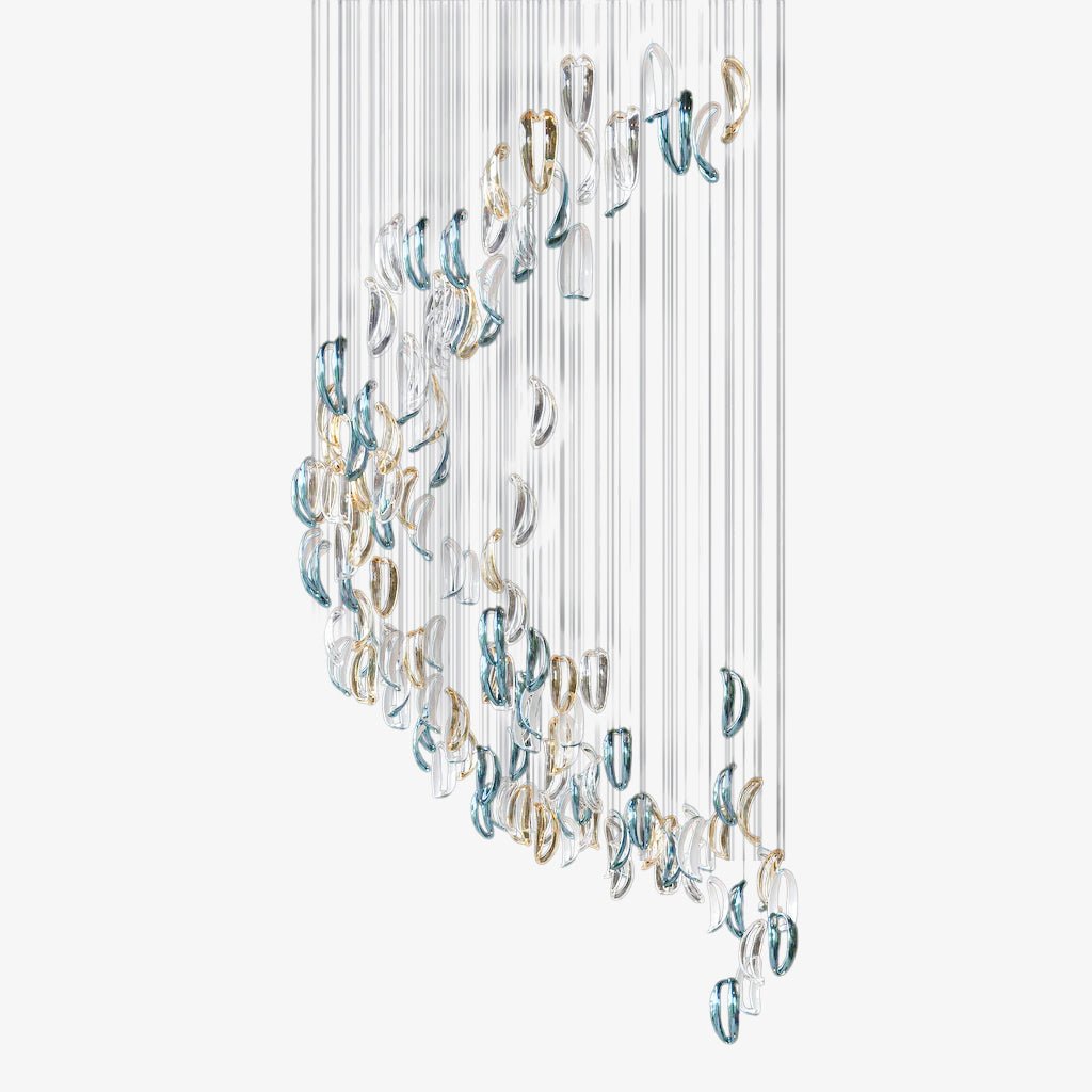 Aqua Ripple Glass Art Customize Chandelier - YIOSI