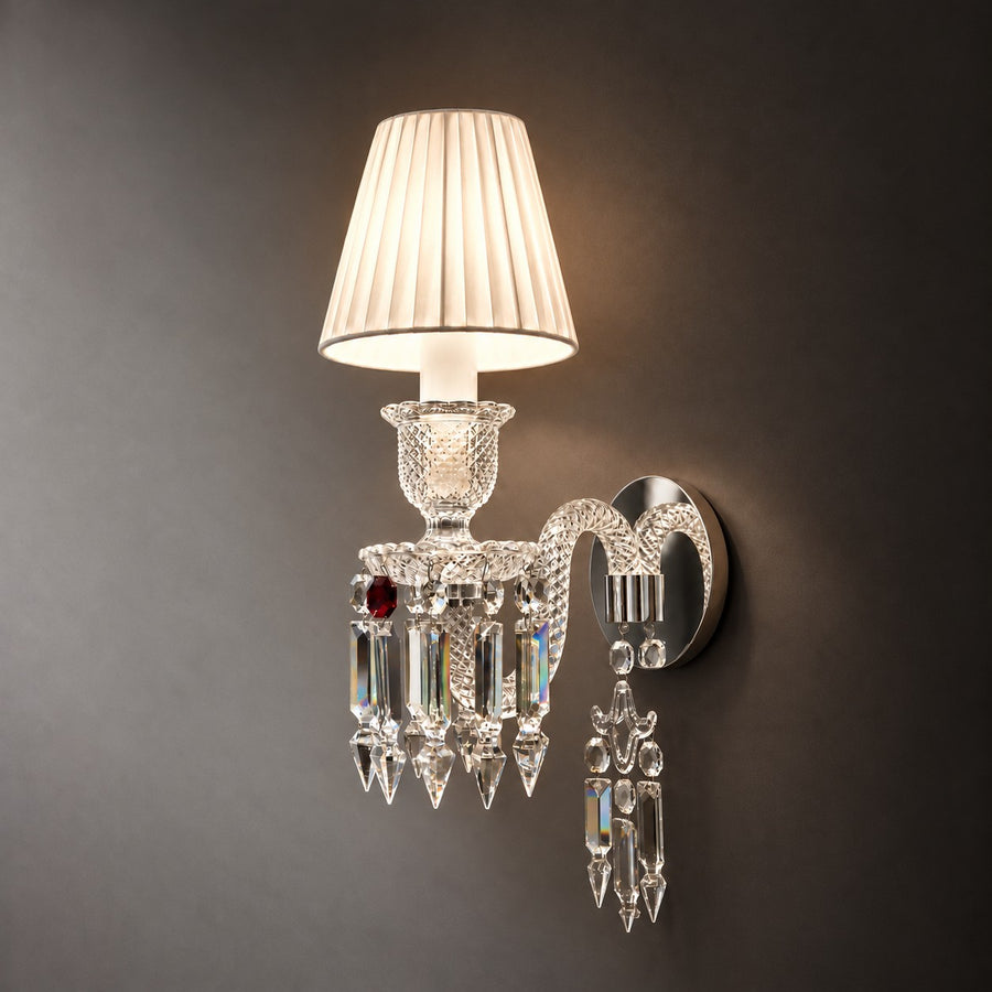 Ilvetta Chrome Pleated Crystal 1-Light Wall Sconce 5.9"