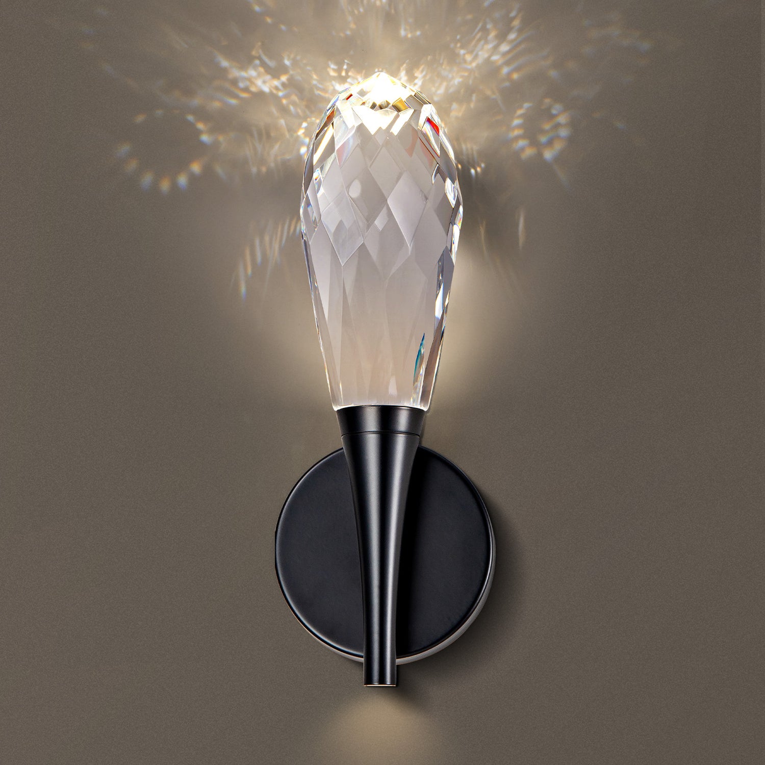 Crystal Ball Wall Sconce Single - Black