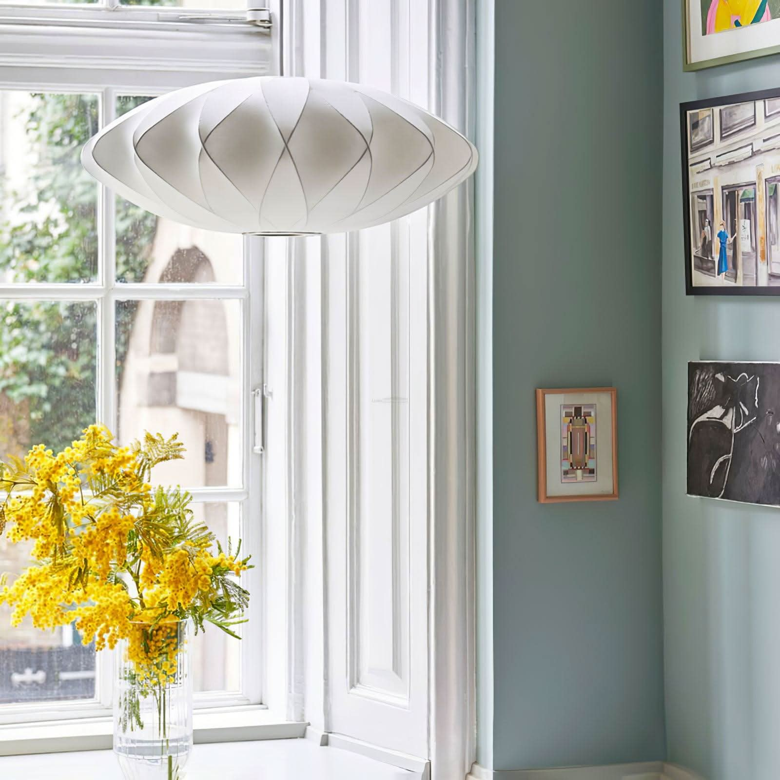 Bubble Pendant Light with Artificial Silk Lampshade - Yiosilamp