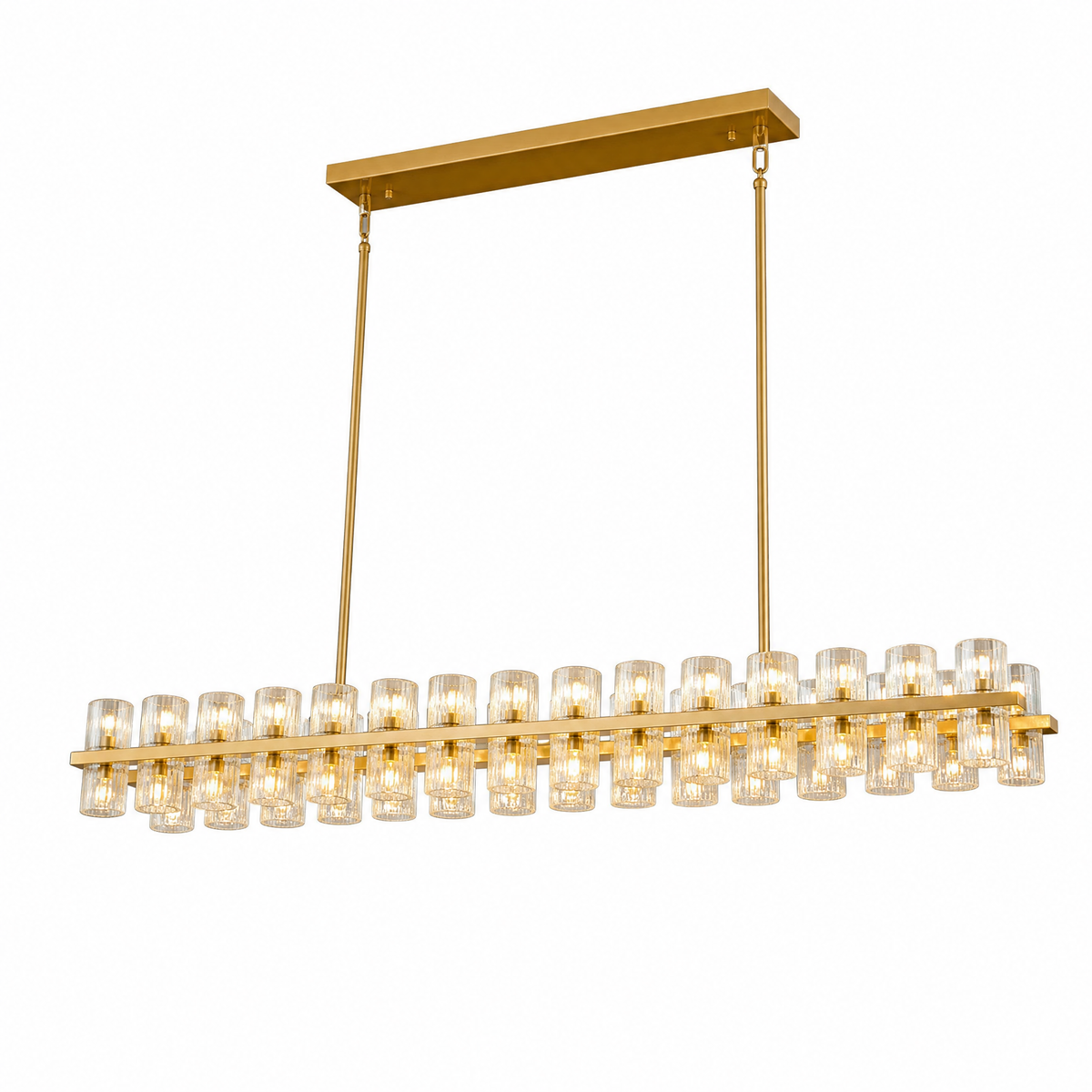54" Crystal Brass Rectangular Chandelier