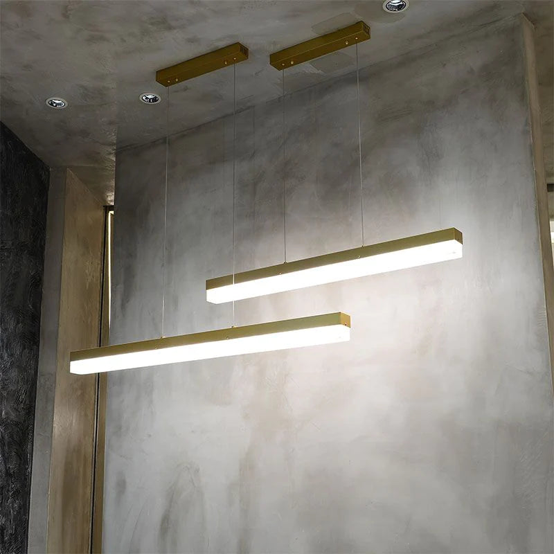 Timea Modern Alabaster Linear Pendant Light Over Kitchen Island, Chandelier Over Dining Table