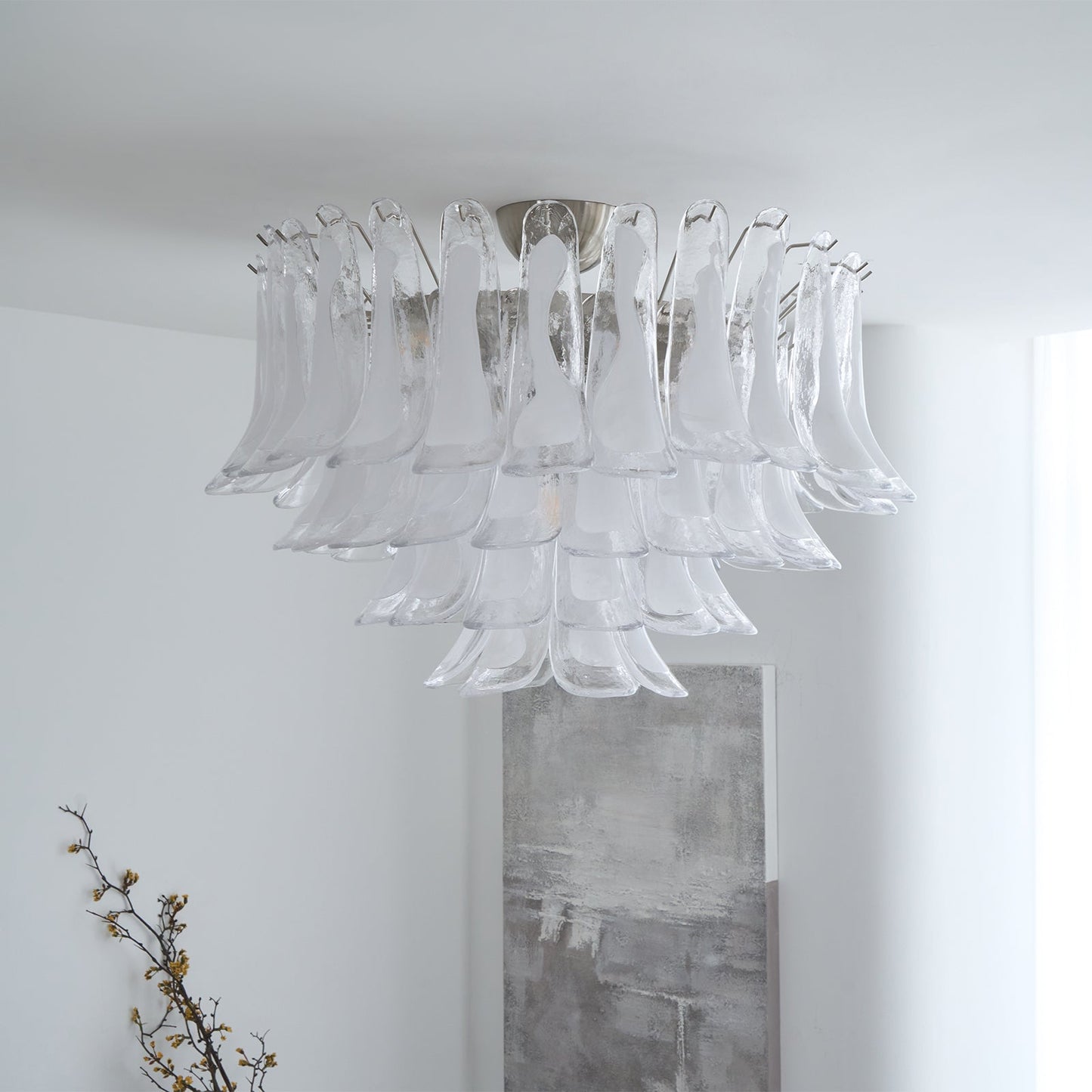 Wave Murano Glass Ceiling Lamp with Nickel Finish Artful Lighting