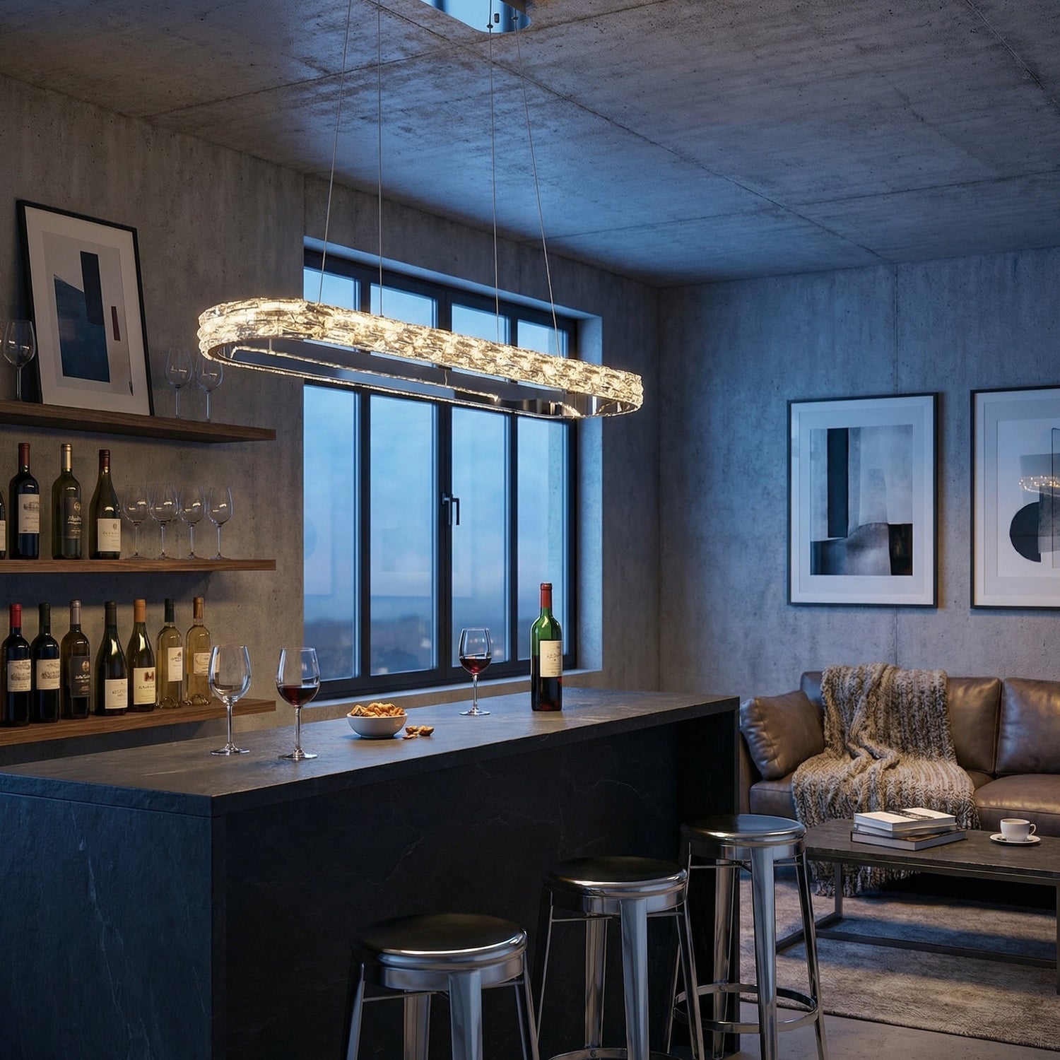 Vega Oval Crystal Chandelier