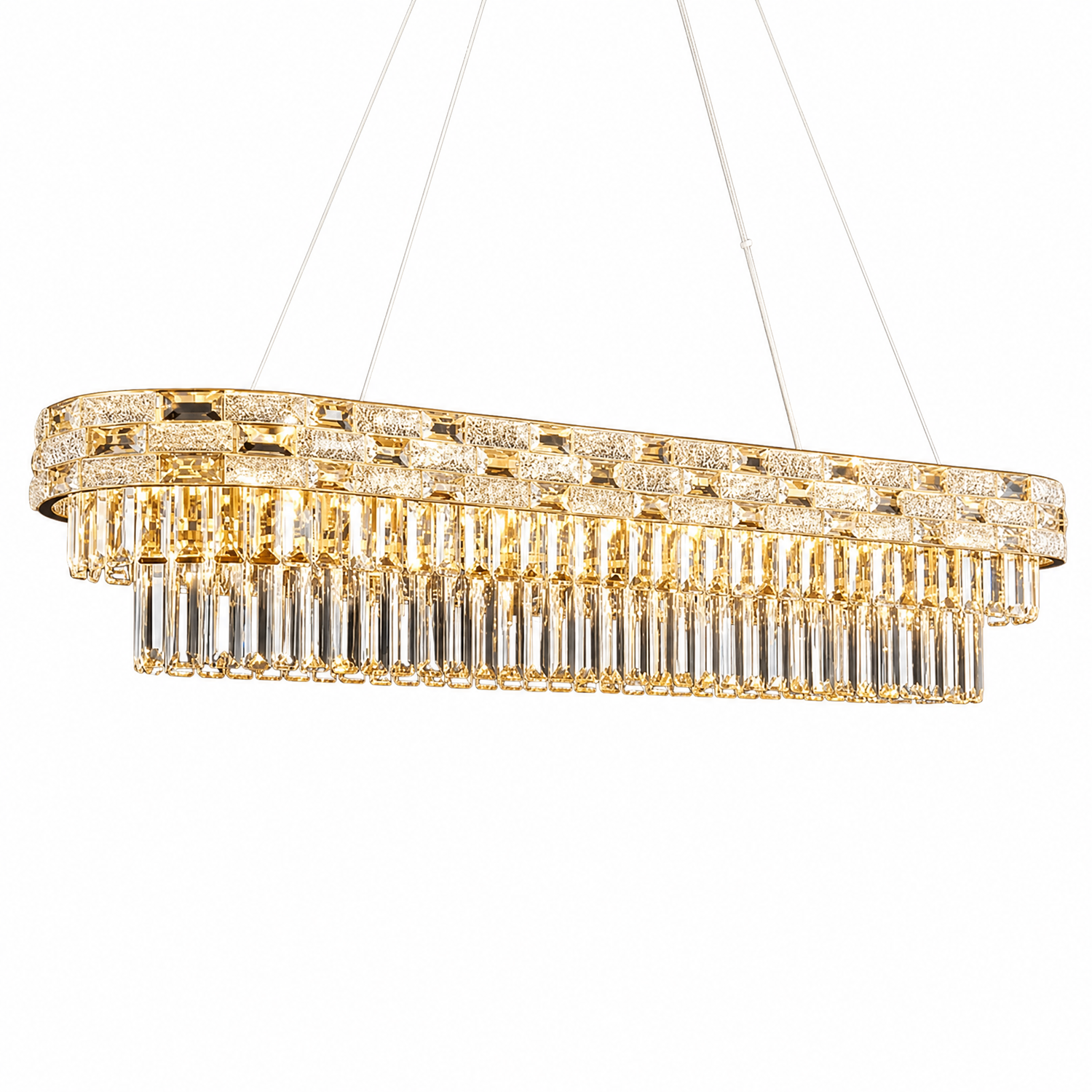 49.2-inch Ice Flake Crystal Pendant Light - Gold