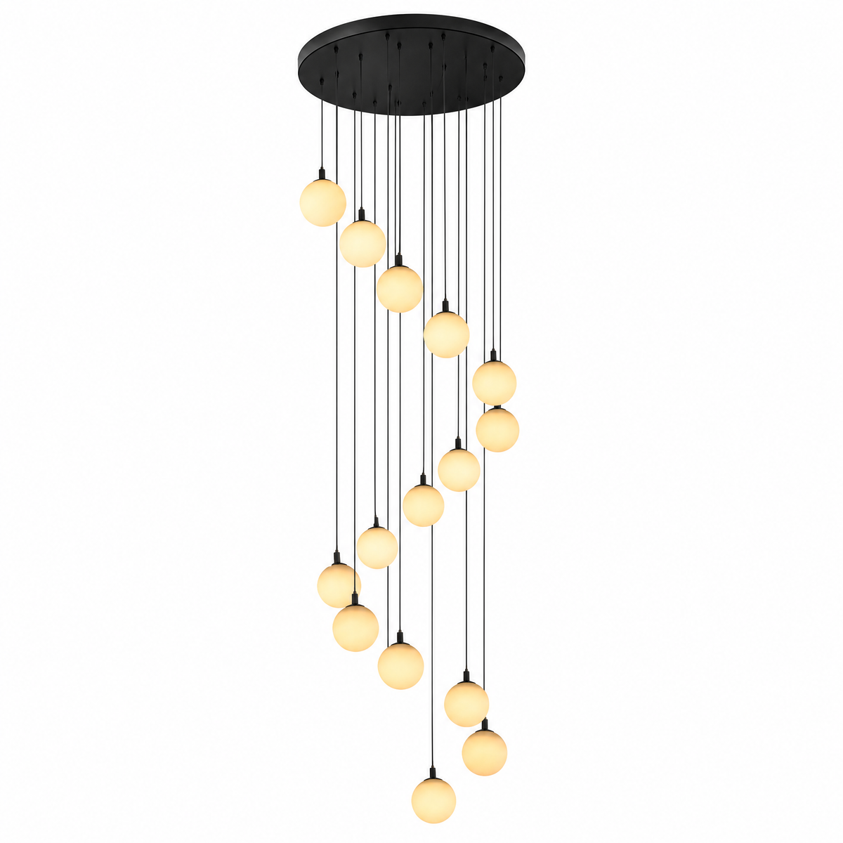 Modern 14-Light Spanish Alabaster Staircase Chandelier