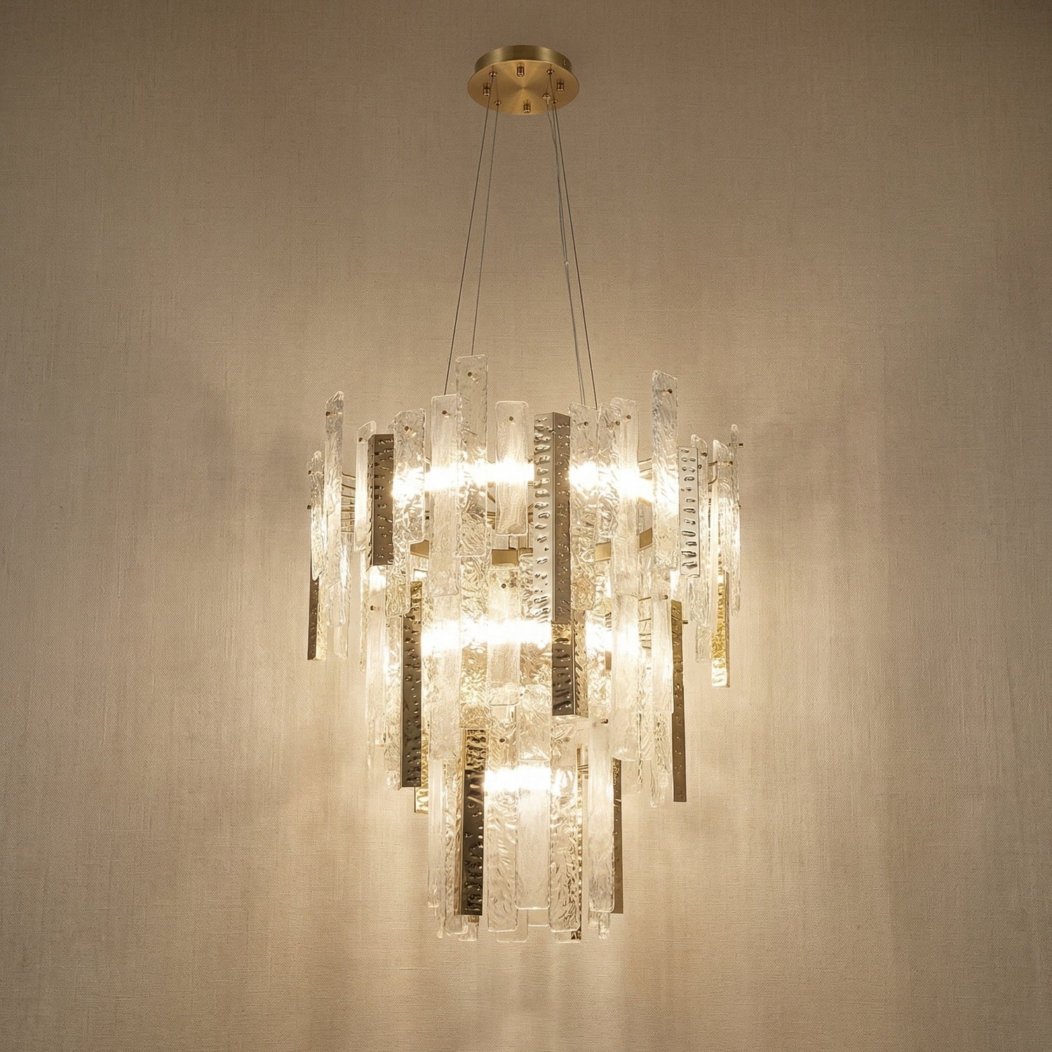 Glacier Textured Glass Tiered Chandelier