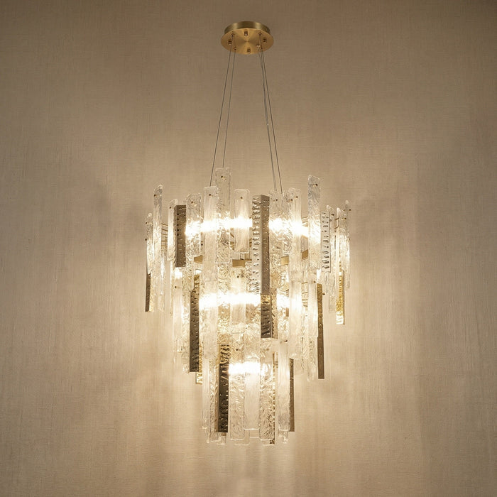 Glacier Textured Glass Tiered Chandelier