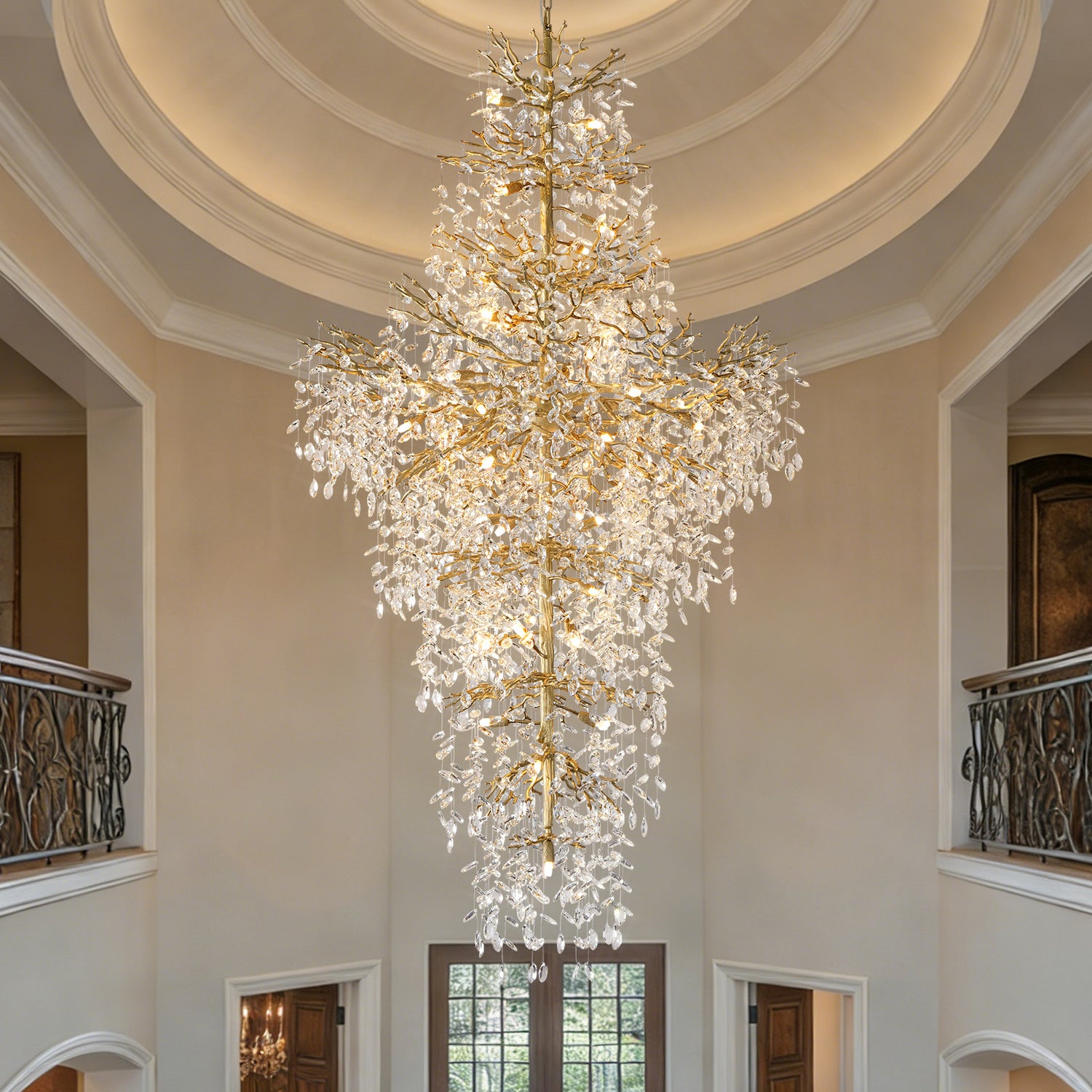 Marquise Double-Layer Branch Staircase Chandelier 2300 - Gold
