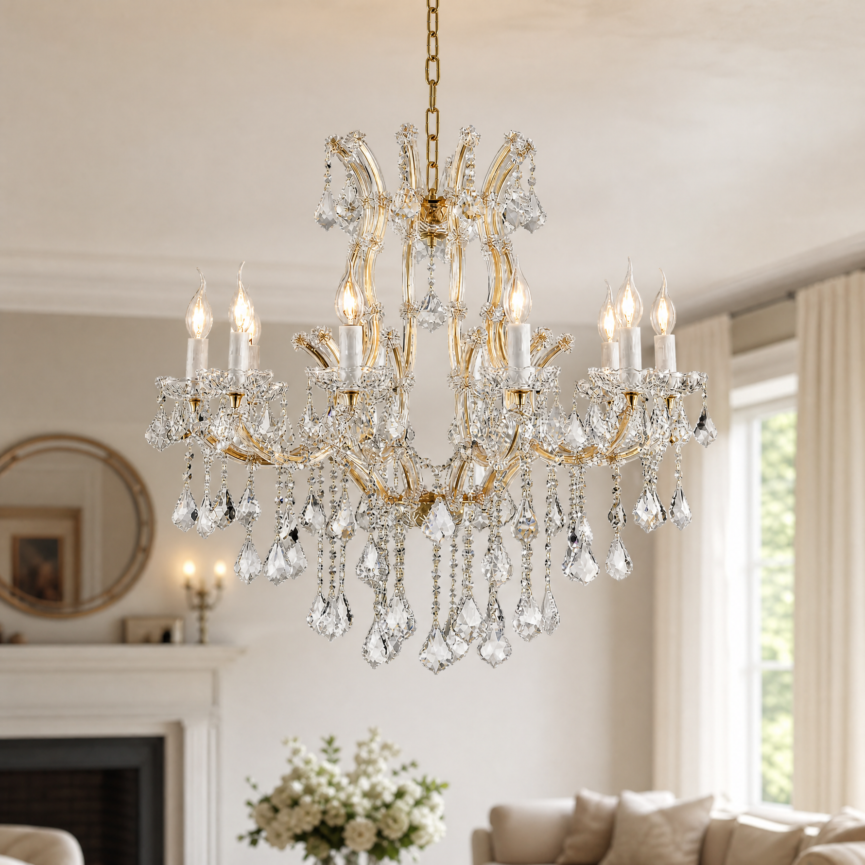 10-Light Clip Plate Chandelier D74 - Gold