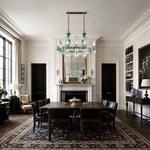 10-Light Teal Tulip Glass Linear Chandelier