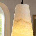 10" Natural Spanish Alabaster Conical Pendant Light