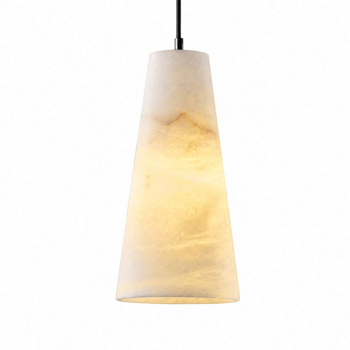 10" Natural Spanish Alabaster Conical Pendant Light