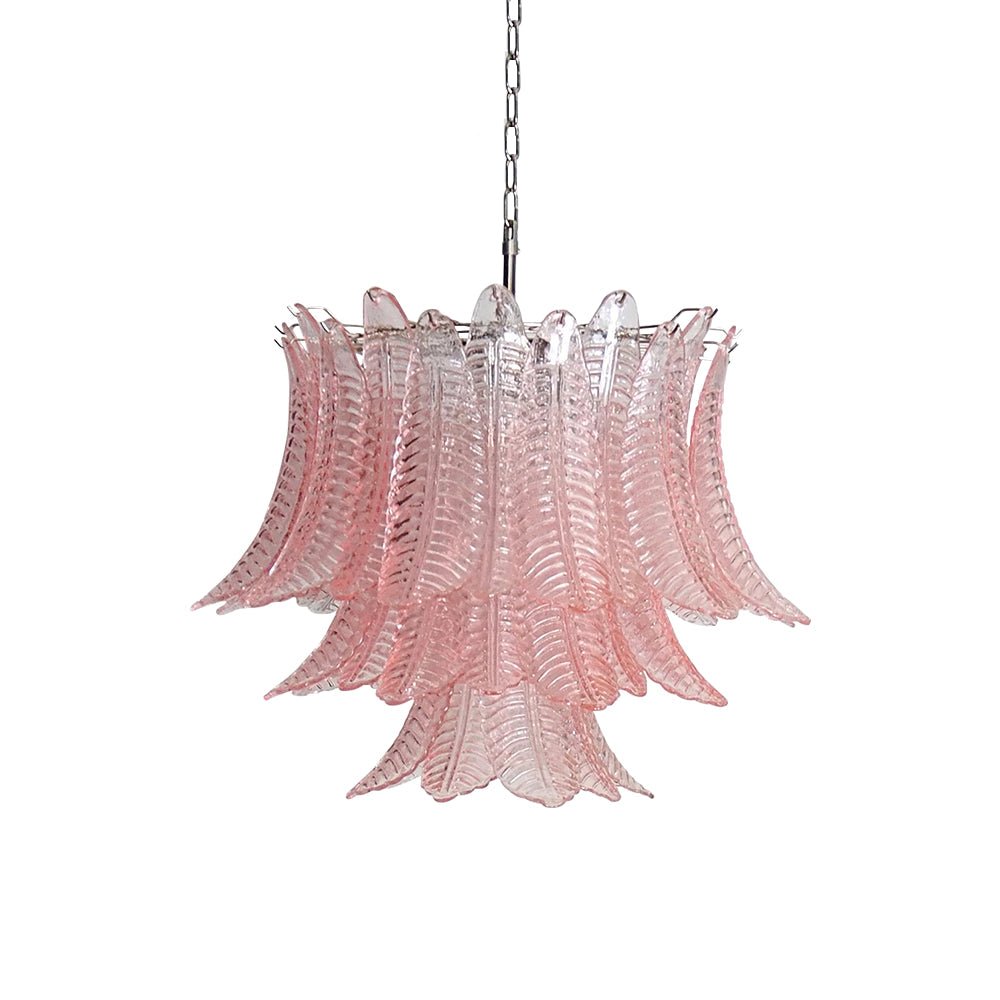 Murano Pink Glass Leaf Chandelier - YIOSI