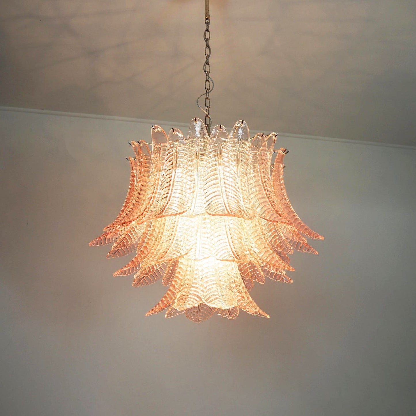 Murano Pink Glass Leaf Chandelier - YIOSI