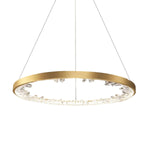 Luxurious Gold Circle Crystal Chandelier with LED Warm Light