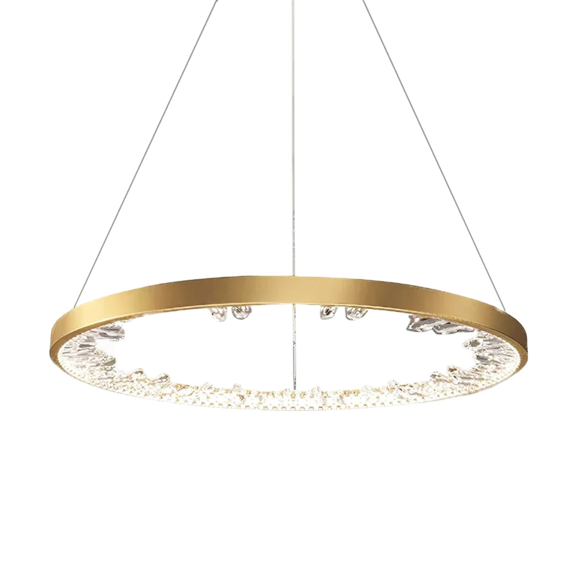 Luxurious Gold Circle Crystal Chandelier with LED Warm Light