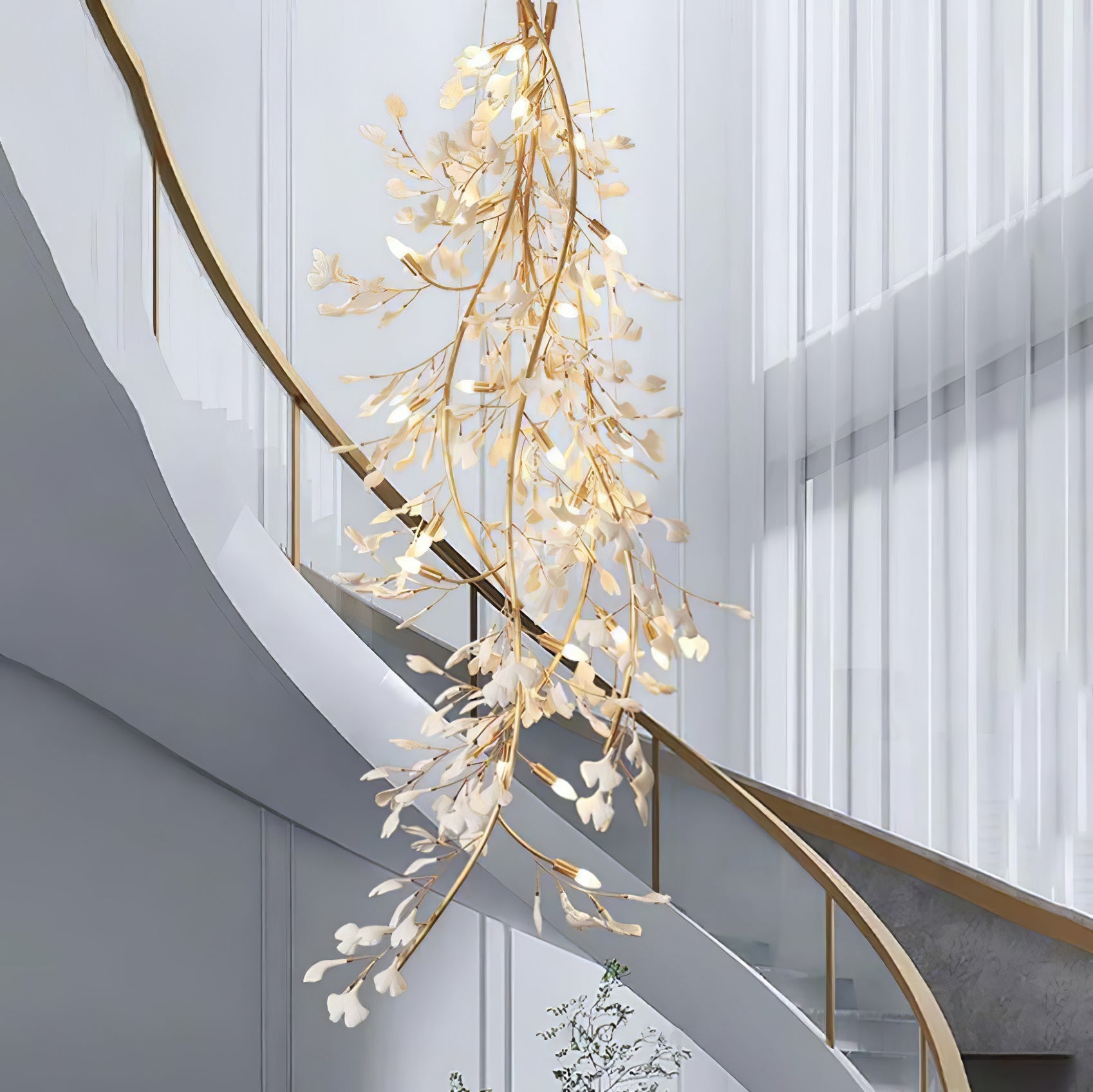 Gingko Large Branch Chandelier, Staircase Chandelier