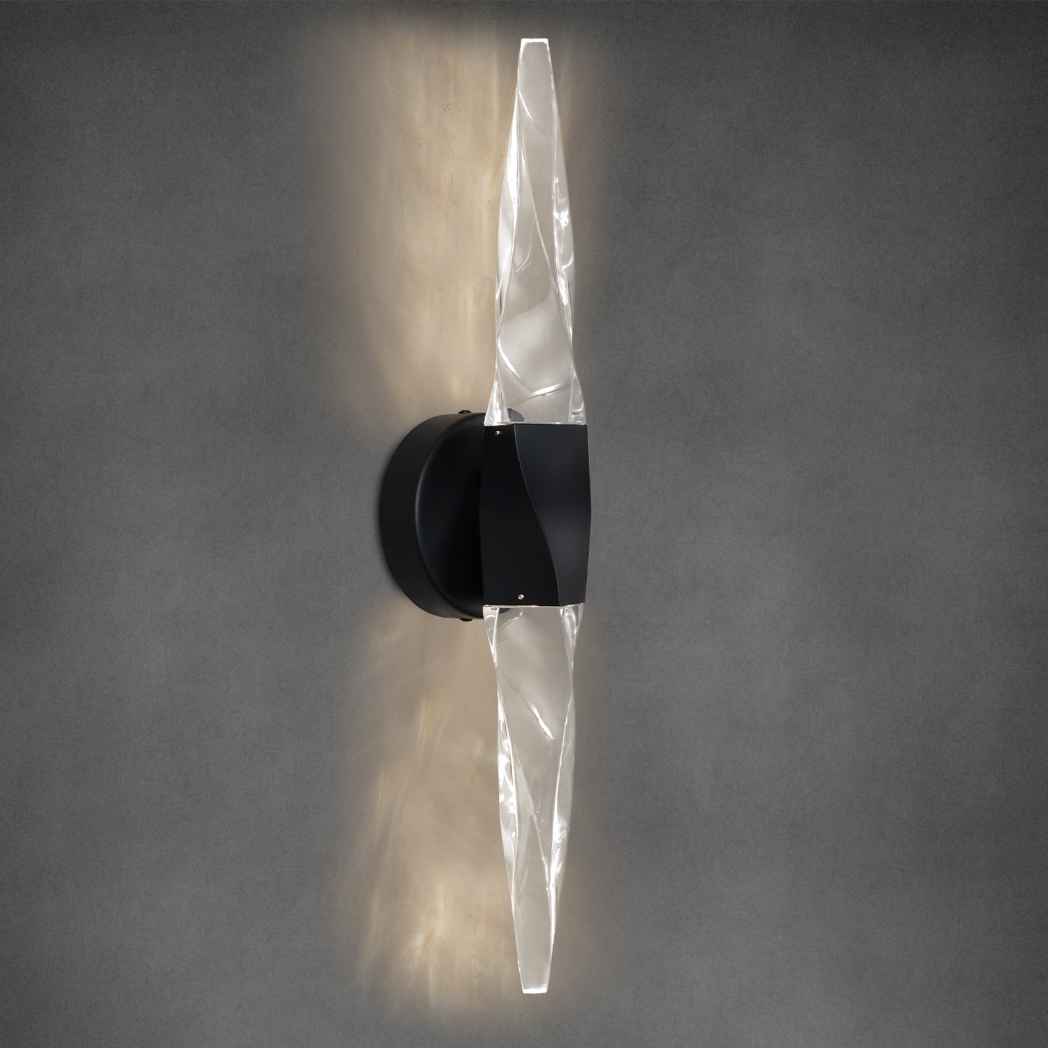 Duo Crystal Column Wall Sconce - Black