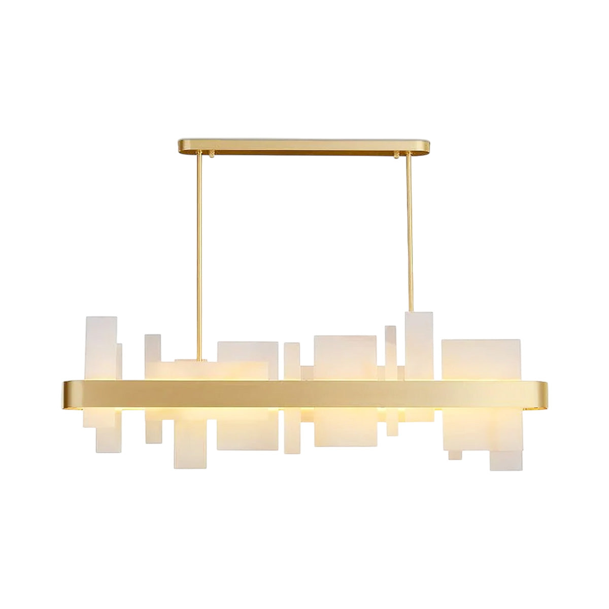 Brushed Brass & White LED Chandelier – Modern Luxury Lighting