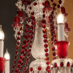 12-Light Candle Red Glass Crystal Chandelier