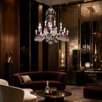 12-Light Candle Red Glass Crystal Chandelier