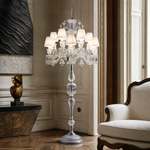 12-Light Fabric Shade Crystal Textured Glass Floor Lamp