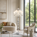 12-Light Fabric Shade Crystal Textured Glass Floor Lamp