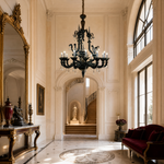 12-Light Smoke Swirled Glass Candle Chandelier