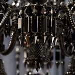 12-Light Tiered Black Shade Prism Glass Chandelier