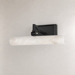 12 Inch Alabaster Cylinder Vanity Light Single - Matte Black – lights off