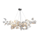 Ceramic Ginkgo Leaf Chandelier Silver / L47.2’’