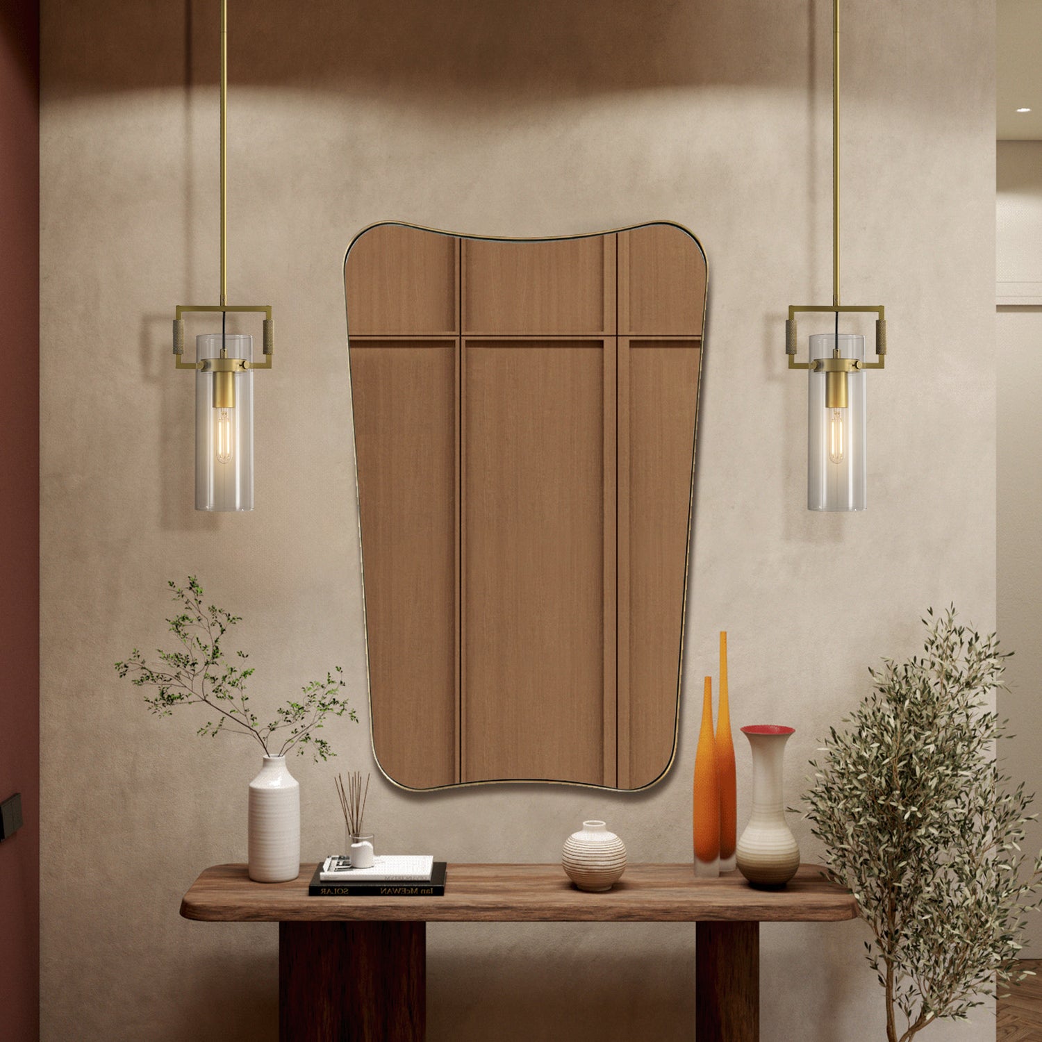 Ribbed Glass Pendant Short Single Pack - Copper