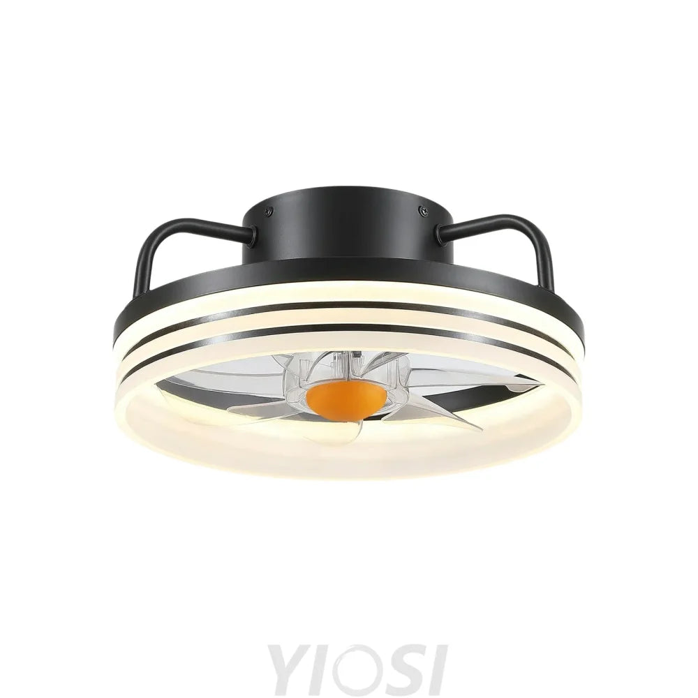 13’’ Enclosed Ceiling Fan with Remote & Stepless Dimming – Black Ceiling Lights