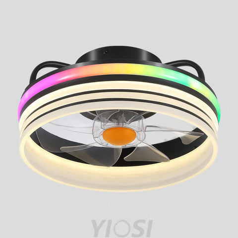13’’ Enclosed Ceiling Fan with Remote & Stepless Dimming – Black Black & RGB Ceiling Lights