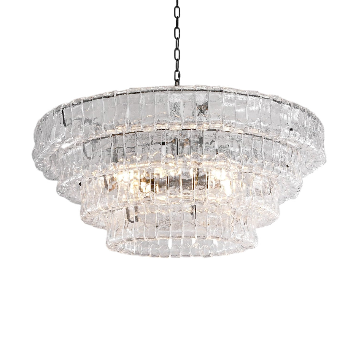 Crystal Glass Drum Chandelier Black(Clear Glass) / Round D36’’