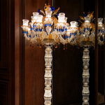 14-Light Blue Amber Floral Glass Floor Lamp