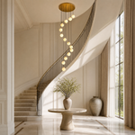 14-Light Gold Natural Alabaster Staircase Chandelier