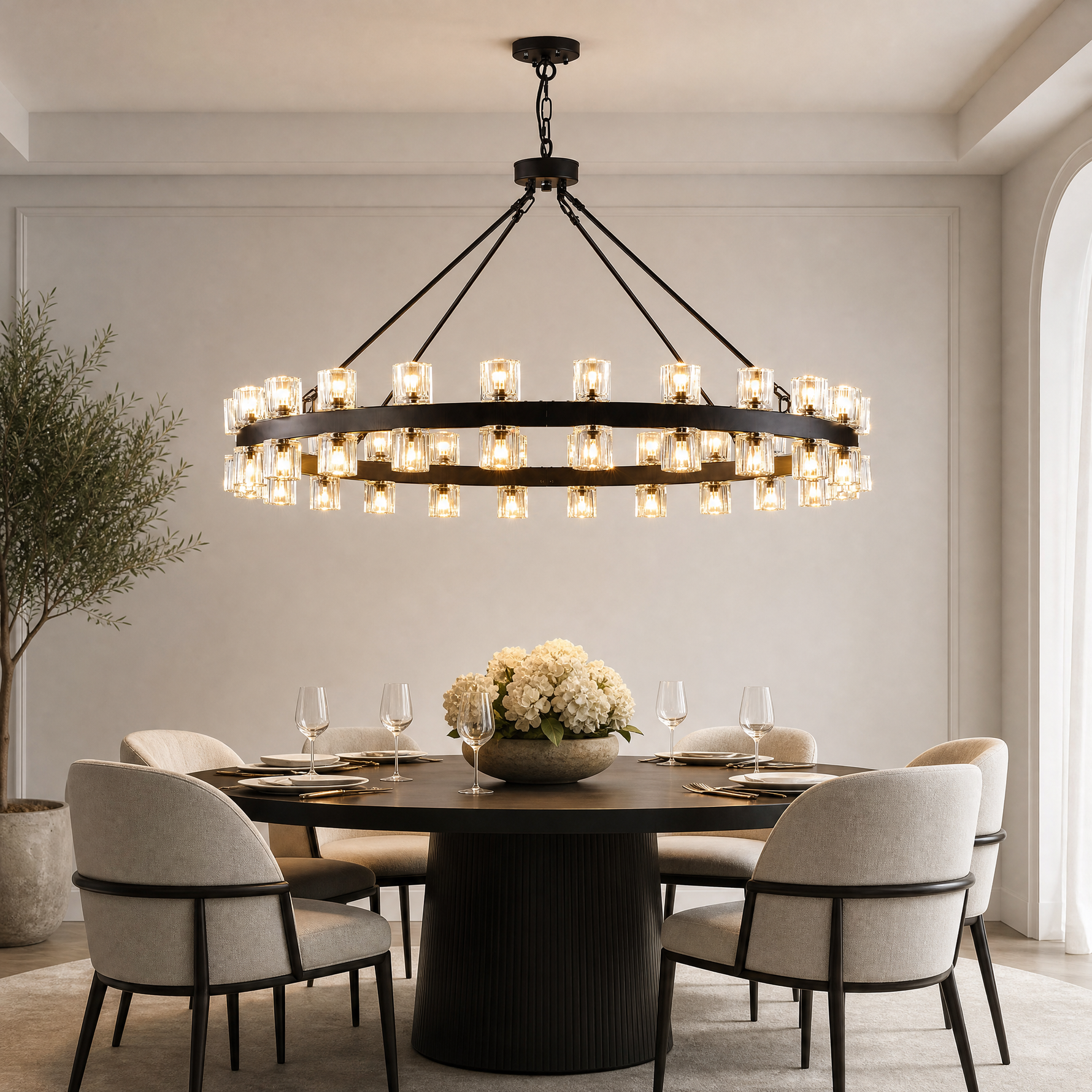 14-Light Platinum Leaf Staircase Light - Gold