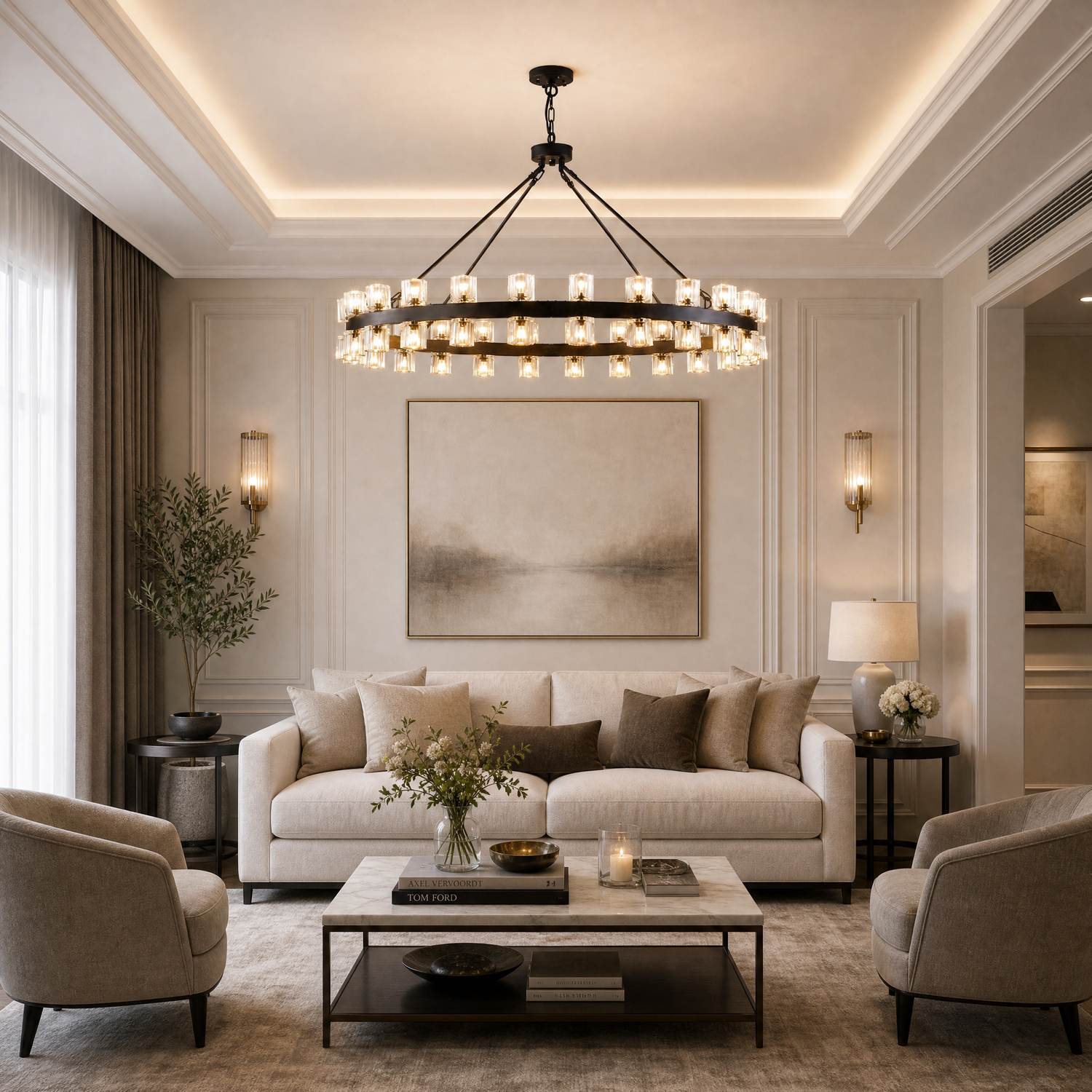 14-Light Platinum Leaf Staircase Light - Gold