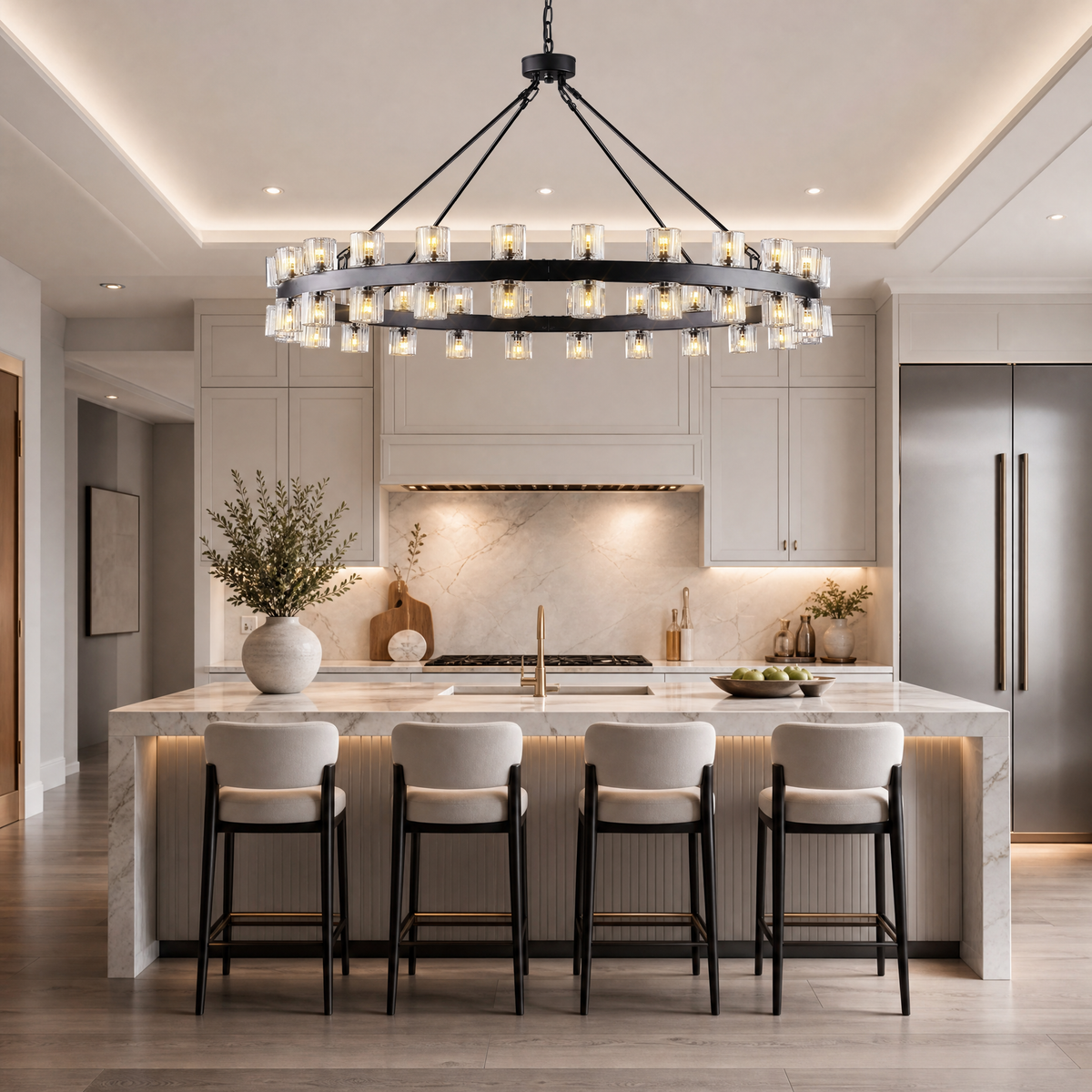 14-Light Platinum Leaf Staircase Light - Gold