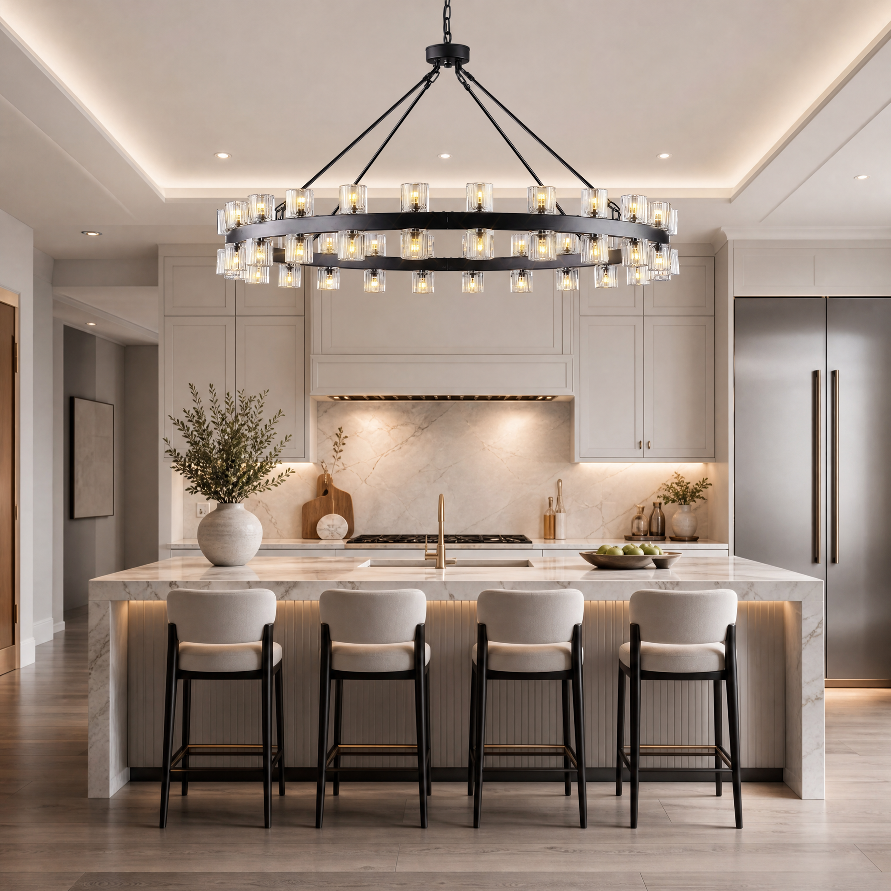 14-Light Platinum Leaf Staircase Light - Gold