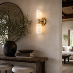 14'' Modern Spanish Alabaster and Brass Wall Sconce